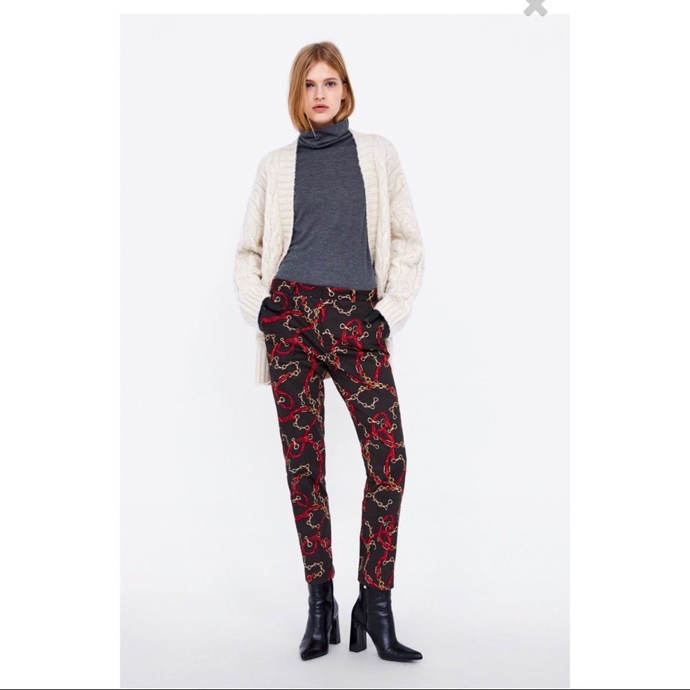 NWT! Zara Chain Print Skinny Trousers - Size Small